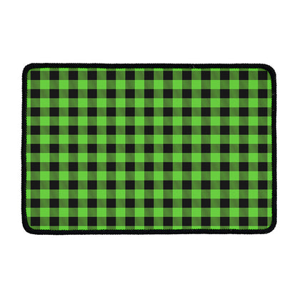 UFO Green And Black Buffalo Check Print Kitchen Mat