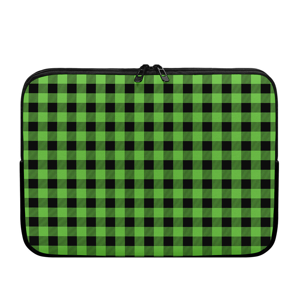 UFO Green And Black Buffalo Check Print Laptop Sleeve