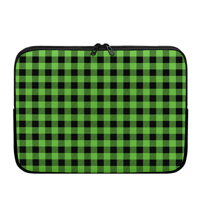 UFO Green And Black Buffalo Check Print Laptop Sleeve