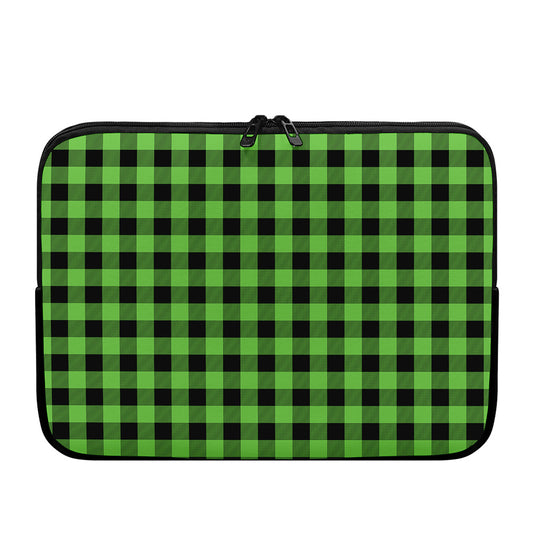 UFO Green And Black Buffalo Check Print Laptop Sleeve