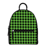 UFO Green And Black Buffalo Check Print Leather Backpack