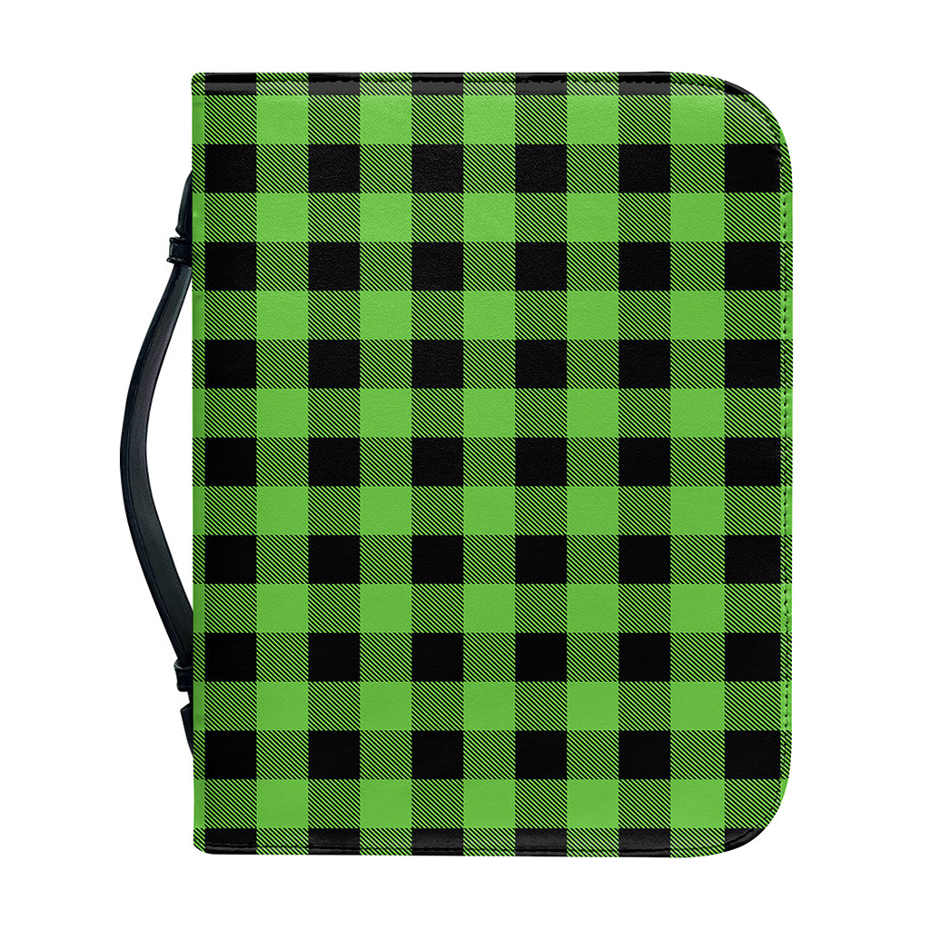 UFO Green And Black Buffalo Check Print Leather Bible Cover