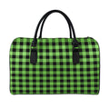 UFO Green And Black Buffalo Check Print Leather Duffel Bag