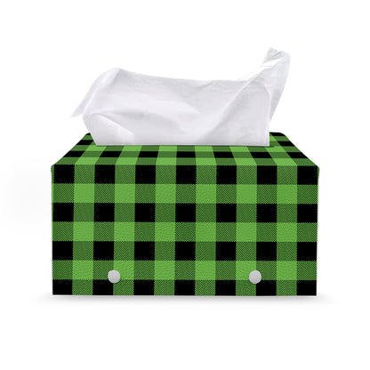 UFO Green And Black Buffalo Check Print Leather Tissue Box Cover