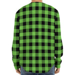 UFO Green And Black Buffalo Check Print Long Sleeve Baseball Jersey