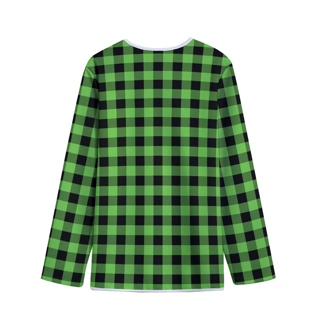 UFO Green And Black Buffalo Check Print Long Sleeve Short Coat