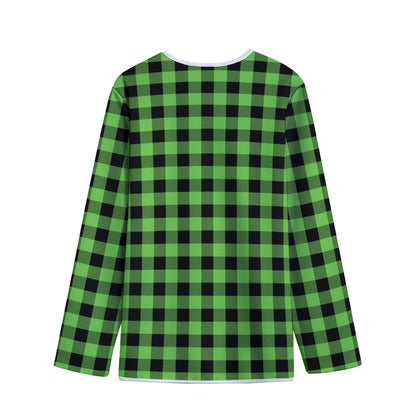 UFO Green And Black Buffalo Check Print Long Sleeve Short Coat