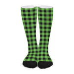 UFO Green And Black Buffalo Check Print Long Socks