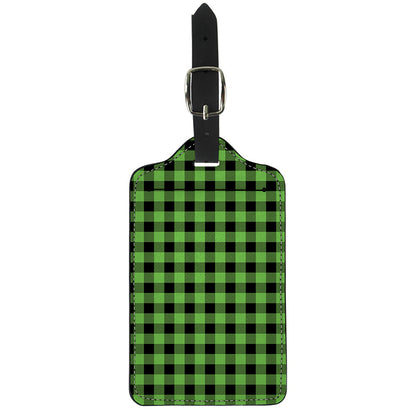UFO Green And Black Buffalo Check Print Luggage Tag