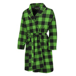 UFO Green And Black Buffalo Check Print Men's Bathrobe