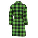 UFO Green And Black Buffalo Check Print Men's Bathrobe