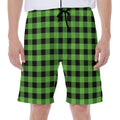 UFO Green And Black Buffalo Check Print Men's Beach Shorts