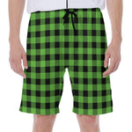 UFO Green And Black Buffalo Check Print Men's Beach Shorts