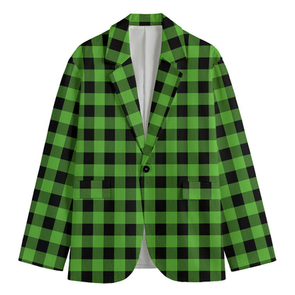 UFO Green And Black Buffalo Check Print Men's Blazer