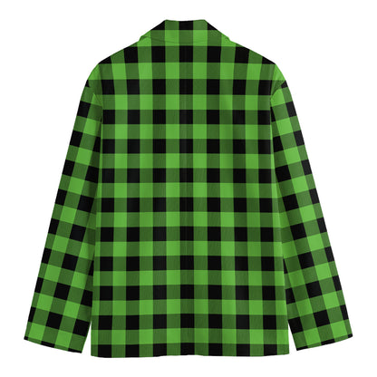 UFO Green And Black Buffalo Check Print Men's Blazer