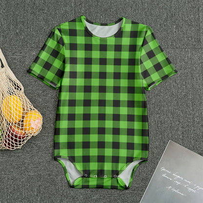 UFO Green And Black Buffalo Check Print Men's Bodysuit