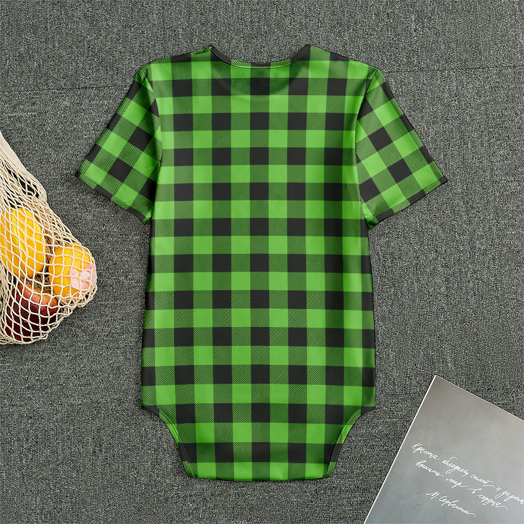 UFO Green And Black Buffalo Check Print Men's Bodysuit
