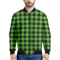 UFO Green And Black Buffalo Check Print Men's Bomber Jacket
