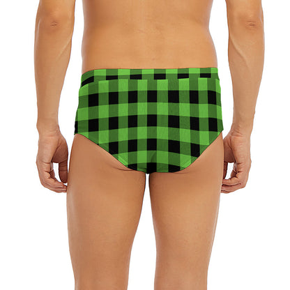 UFO Green And Black Buffalo Check Print Men's Briefs