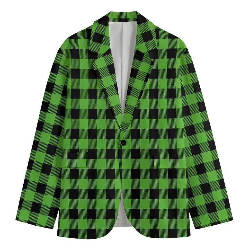 UFO Green And Black Buffalo Check Print Men's Cotton Blazer