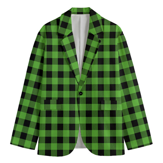 UFO Green And Black Buffalo Check Print Men's Cotton Blazer