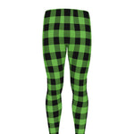UFO Green And Black Buffalo Check Print Men's leggings