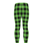 UFO Green And Black Buffalo Check Print Men's leggings