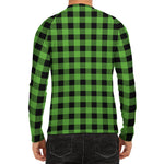 UFO Green And Black Buffalo Check Print Men's Long Sleeve Rash Guard