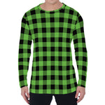 UFO Green And Black Buffalo Check Print Men's Long Sleeve T-Shirt
