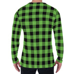 UFO Green And Black Buffalo Check Print Men's Long Sleeve T-Shirt