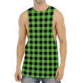 UFO Green And Black Buffalo Check Print Men's Muscle Tank Top