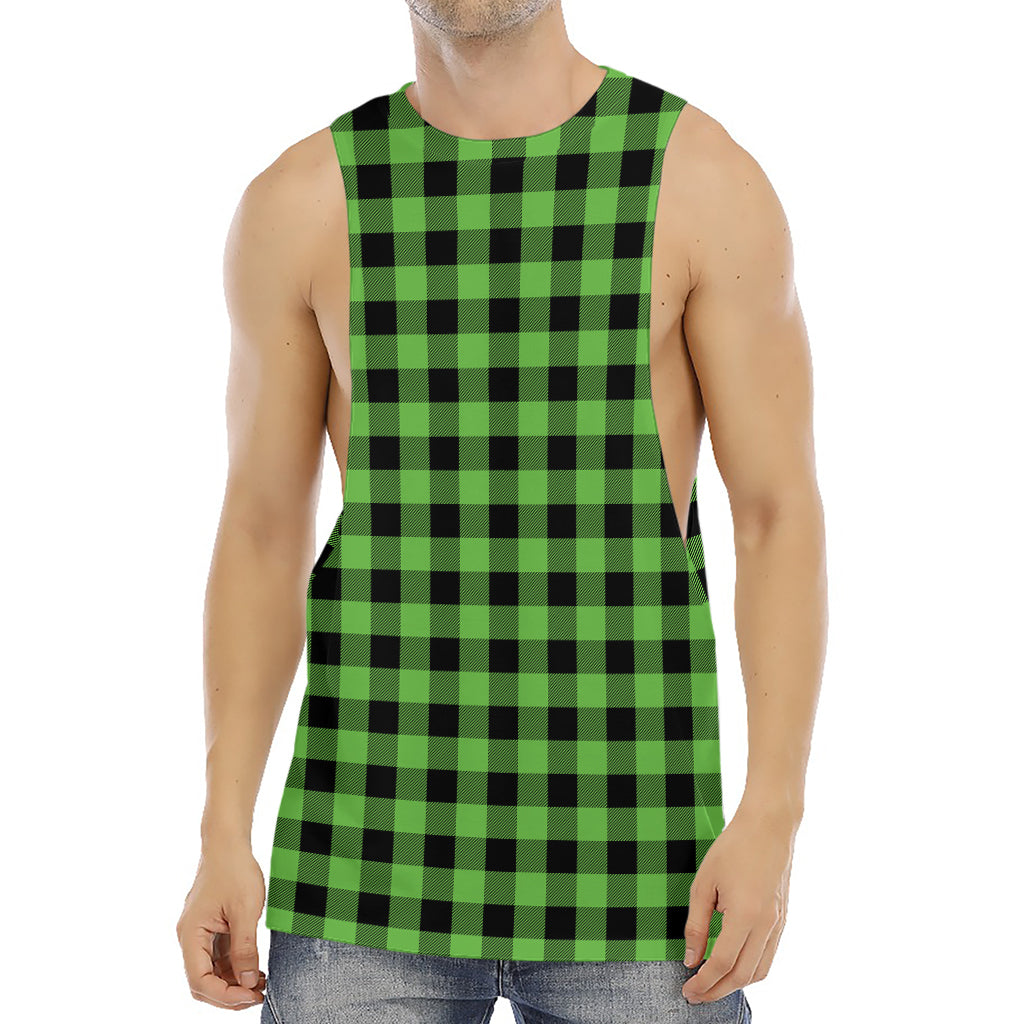 UFO Green And Black Buffalo Check Print Men's Muscle Tank Top