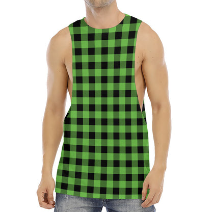 UFO Green And Black Buffalo Check Print Men's Muscle Tank Top