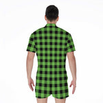 UFO Green And Black Buffalo Check Print Men's Rompers