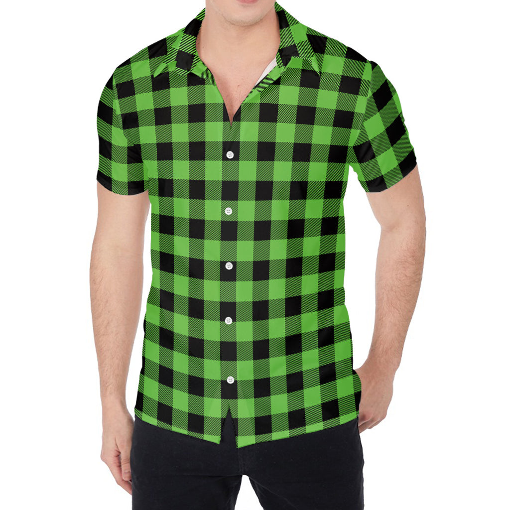 UFO Green And Black Buffalo Check Print Men's Shirt