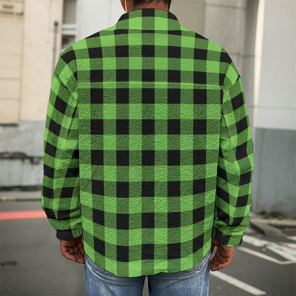 UFO Green And Black Buffalo Check Print Men's Shirt Jacket