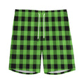 UFO Green And Black Buffalo Check Print Men's Athletic Shorts