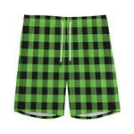 UFO Green And Black Buffalo Check Print Men's Sports Shorts