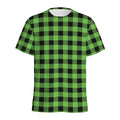 UFO Green And Black Buffalo Check Print Men's Athletic T-Shirt