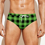 UFO Green And Black Buffalo Check Print Men's Swim Briefs