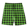 UFO Green And Black Buffalo Check Print Men's Swim Trunks
