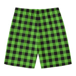 UFO Green And Black Buffalo Check Print Men's Swim Trunks