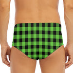 UFO Green And Black Buffalo Check Print Men's Triangle Swim Briefs