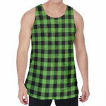 UFO Green And Black Buffalo Check Print Men's Velvet Tank Top