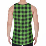 UFO Green And Black Buffalo Check Print Men's Velvet Tank Top