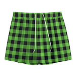 UFO Green And Black Buffalo Check Print Mesh Shorts