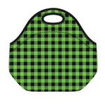 UFO Green And Black Buffalo Check Print Neoprene Lunch Bag