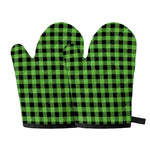 UFO Green And Black Buffalo Check Print Oven Mitts