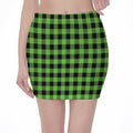 UFO Green And Black Buffalo Check Print Pencil Mini Skirt