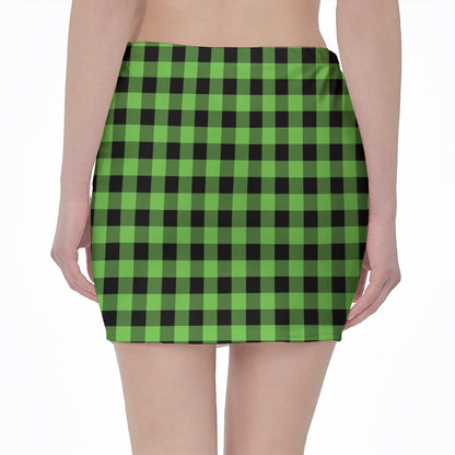 UFO Green And Black Buffalo Check Print Pencil Mini Skirt
